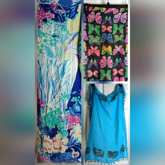 Source Unknown Accessories - 3 Colorful Fun Lightweight Scarfs In Various Shapes & Sizes